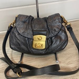 Marc by Marc Jacobs Dreamy Letter Linda Embossed Leather Bag Graphite Metal Bag